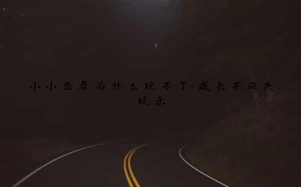 小小忍者为什么玩不了-成长不应失玩乐